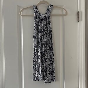LOFT Navy and white Leaf Print Tank Top